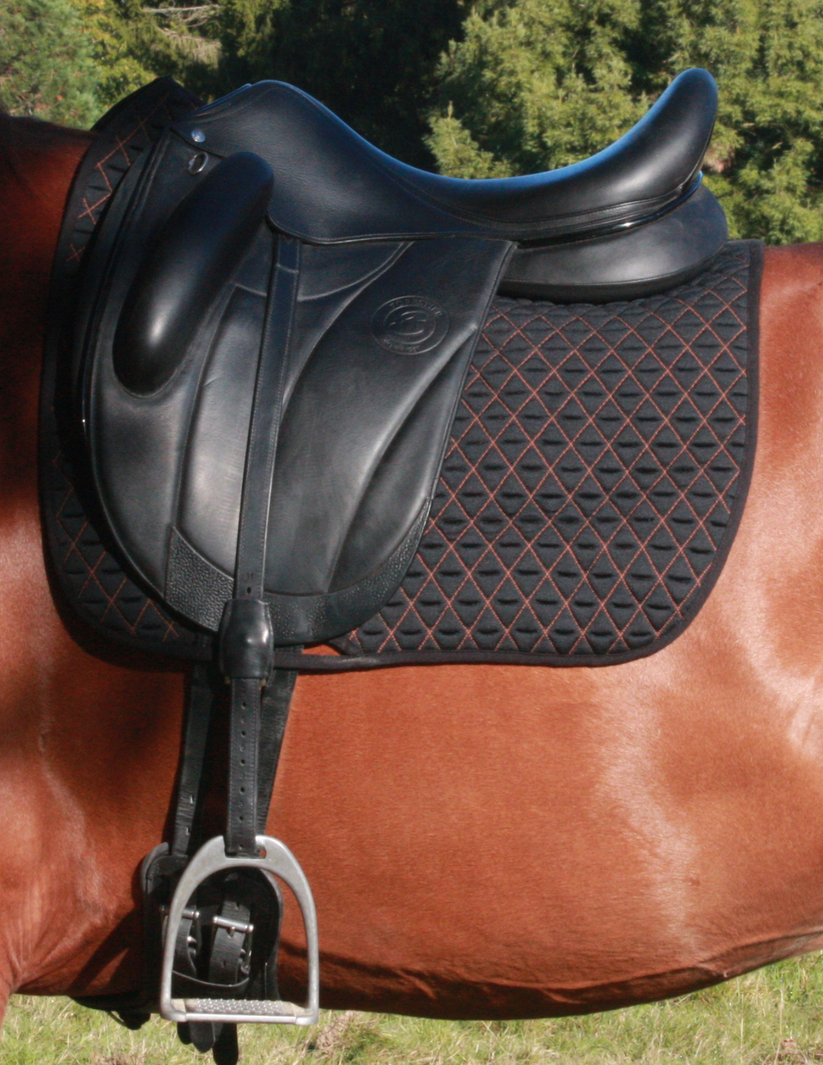 Tapis de selle INFI-KNIT dressage noir et caramel