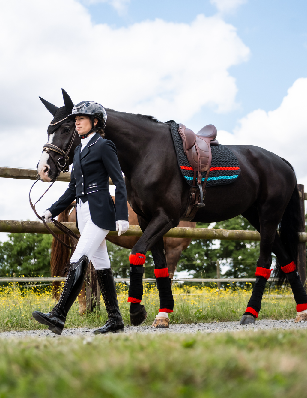 Tapis de selle INFI-KNIT dressage Fluo Noir