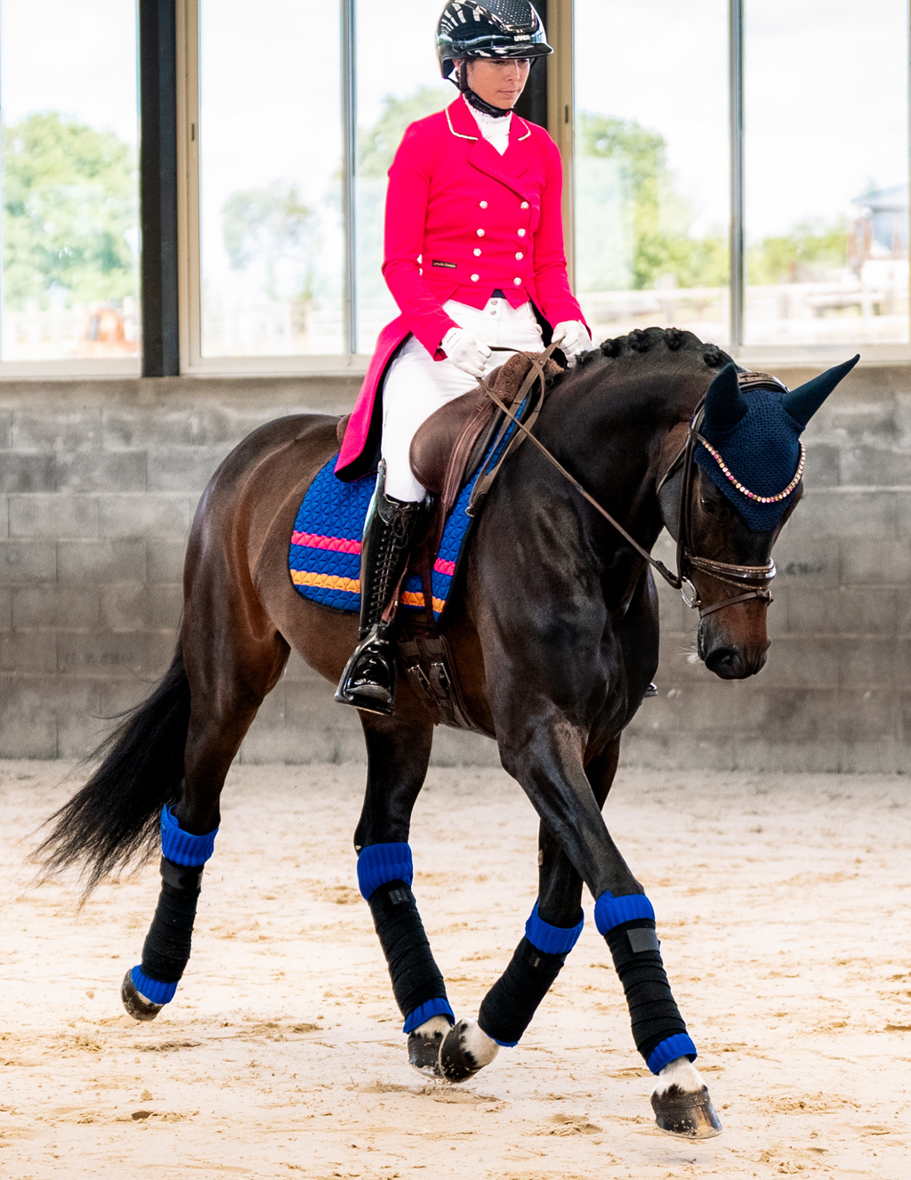 Tapis de selle INFI-KNIT dressage Fluo Bleu roi