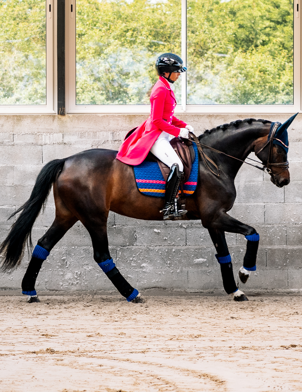 Tapis de selle INFI-KNIT dressage Fluo Bleu roi